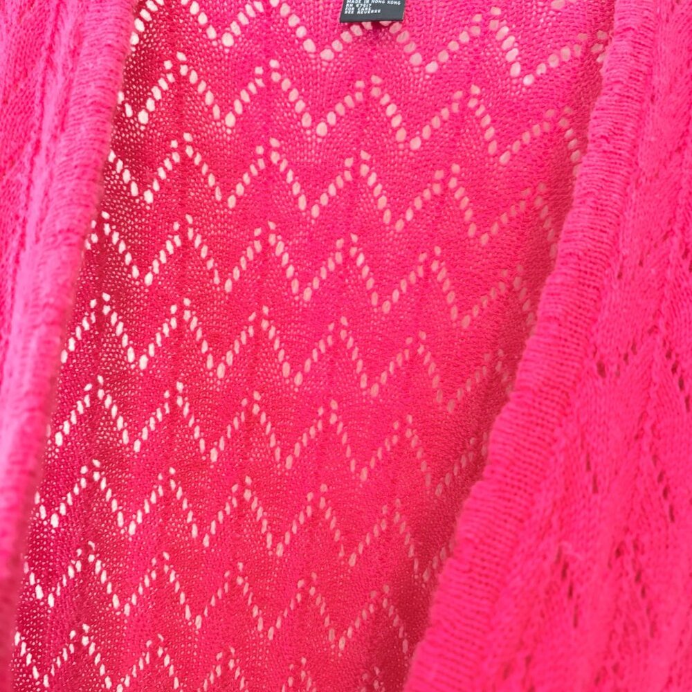 Vintage SK‎ Wear Raspberry Red Sleeveless Knit Button-Up Vest Preppy Academia - Picture 4 of 8